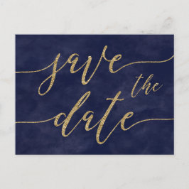Enkel marin vattenfärg Guld Bröllop spara datum Meddelande Vykort