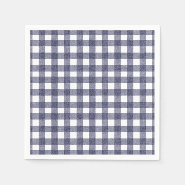 Enkel marinblå gingham pappersservett (Framsidan)