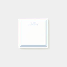 Enkel marinblå minimalistisk monogram två ramar post-it block
