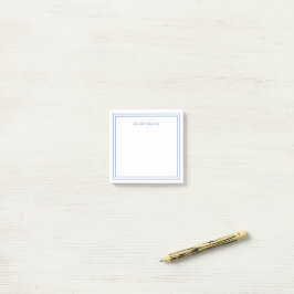 Enkel marinblå minimalistisk monogram två ramar post-it block