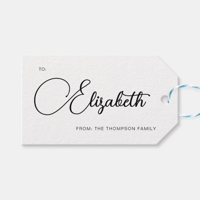 Enkel marmodern kalligrafi Namn jul Presentetikett (Framsidan (Horisontell))