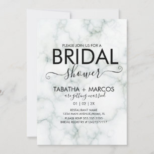 Enkel marmorskript elegant BRUD Shower Inbjudningar