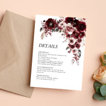 Enkel Maroon Burgundy-Blommigt