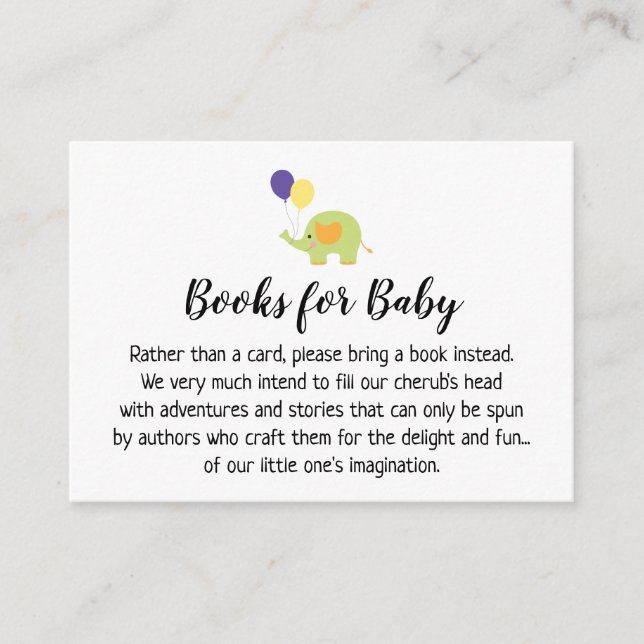 Enkel med Elephant Bok-begäran för att infoga kort (Framsida)