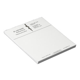 Enkel medicinsk asclepius Black White-Professionel Anteckningsblock