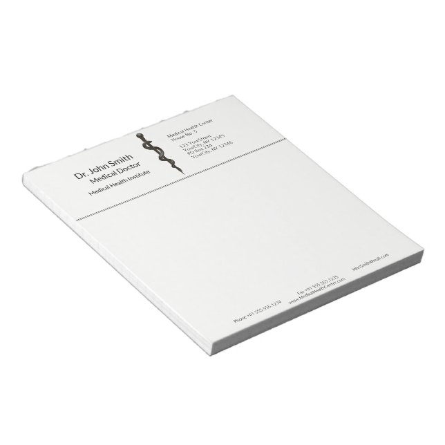 Enkel medicinsk asclepius Black White-Professionel Anteckningsblock (Vinklad)