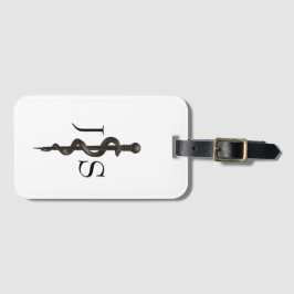 Enkel medicinsk professionell Asclepius svart-vit Bagagebricka