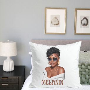 Enkel melanin svart kvinna kudde