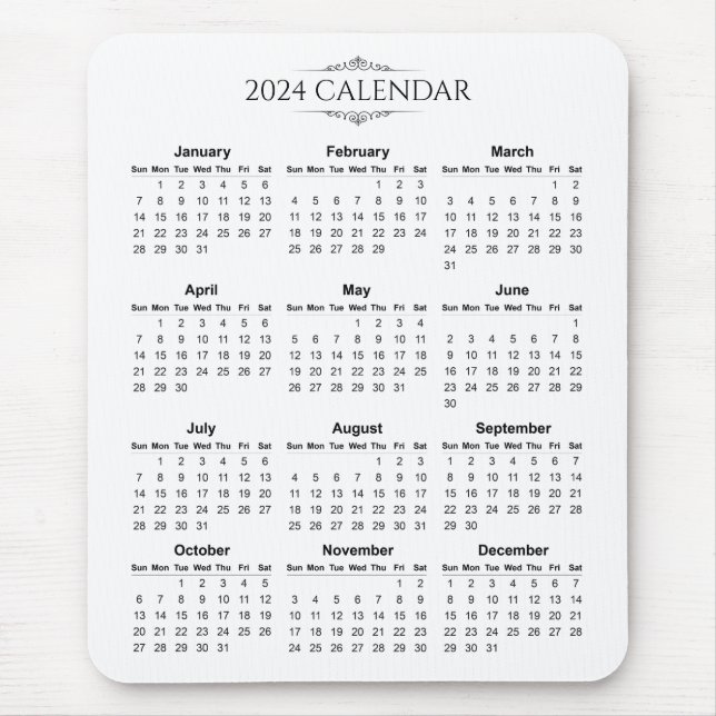 Enkel men elegant 2024-kalender | Musmattor (Framsidan)