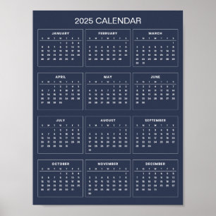 Enkel men elegant 2025-kalender Affisch