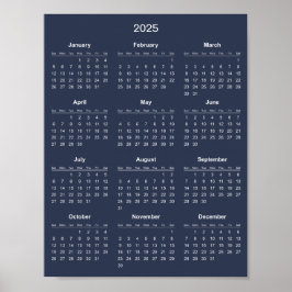 Enkel men elegant 2025-kalender |  poster