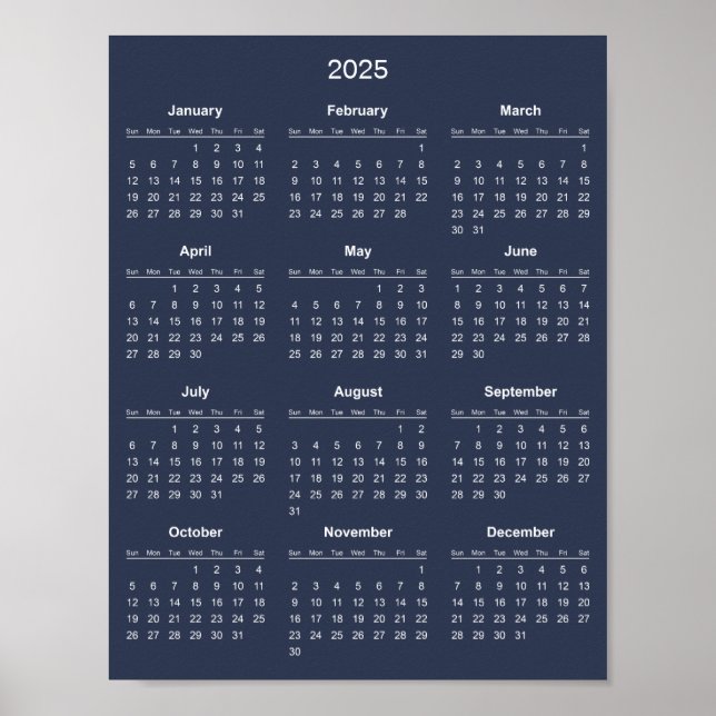Enkel men elegant 2025-kalender |  poster (Framsidan)