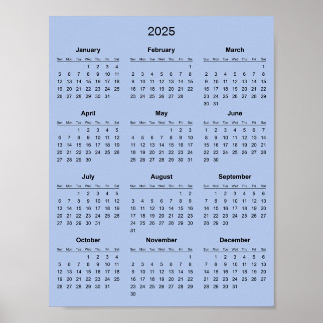 Enkel men elegant 2025-kalender |  poster (Framsidan)