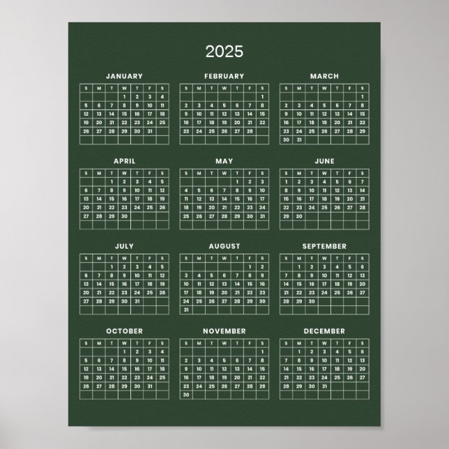 Enkel men elegant 2025-kalender |  poster (Framsidan)