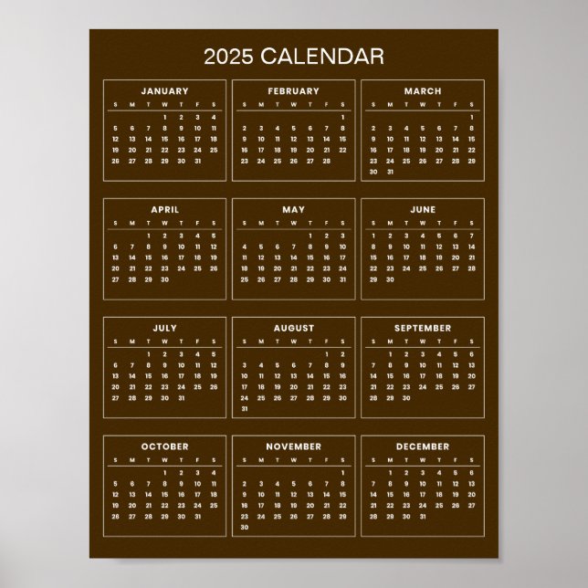 Enkel men elegant 2025-kalender |  poster (Framsidan)