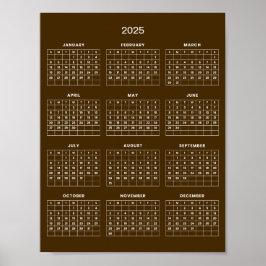 Enkel men elegant 2025-kalender | poster
