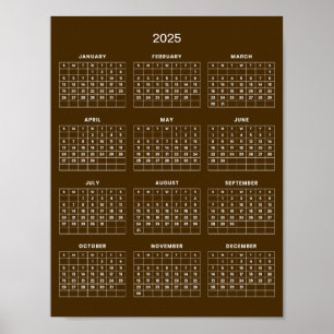 Enkel men elegant 2025-kalender poster