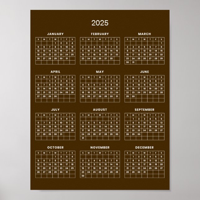 Enkel men elegant 2025-kalender |  poster (Framsidan)