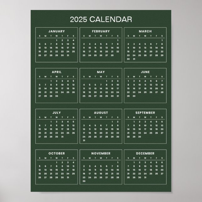 Enkel men elegant 2025-kalender |  poster (Framsidan)