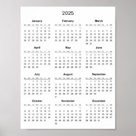 Enkel men elegant 2025 kalender | poster