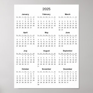 Enkel men elegant 2025-kalender    poster