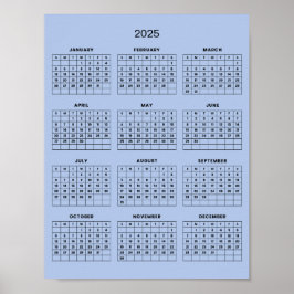 Enkel men elegant 2025-kalender | poster