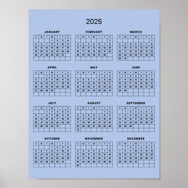Enkel men elegant 2025-kalender |  poster (Framsidan)
