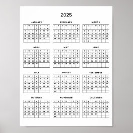 Enkel men elegant 2025-kalender | poster