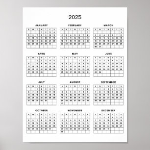 Enkel men elegant 2025-kalender    poster