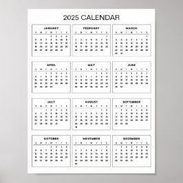 Enkel men elegant 2025-kalender | poster