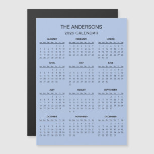Enkel men elegant 2026-kalender Magnet