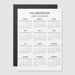 Enkel men elegant 2026-kalender | Magnet