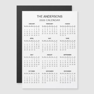 Enkel men elegant 2026-kalender Magnet