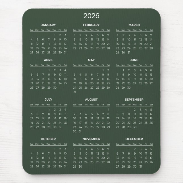 Enkel men elegant 2026-kalender | Musmattor (Framsidan)