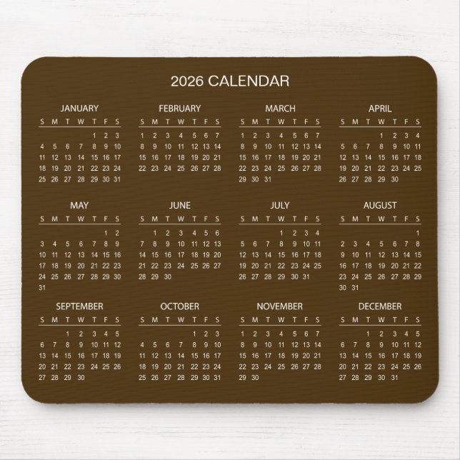 Enkel men elegant 2026-kalender | Musmattor (Framsidan)