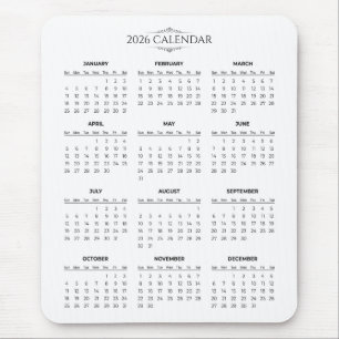 Enkel men elegant 2026-kalender Musmattor