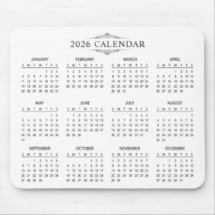 Enkel men elegant 2026-kalender Musmattor