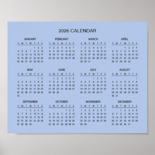 Enkel men elegant 2026-kalender poster