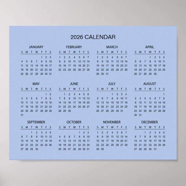 Enkel men elegant 2026-kalender |  poster (Framsidan)