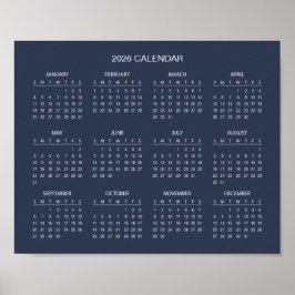 Enkel men elegant 2026-kalender |  poster