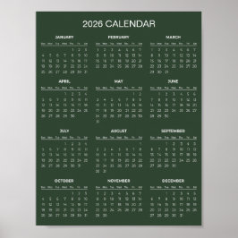 Enkel men elegant 2026-kalender |  poster