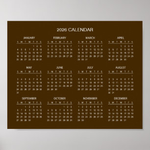 Enkel men elegant 2026-kalender poster