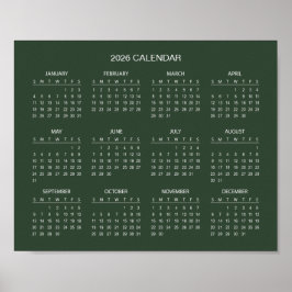 Enkel men elegant 2026-kalender | poster