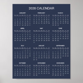 Enkel men elegant 2026-kalender |  poster