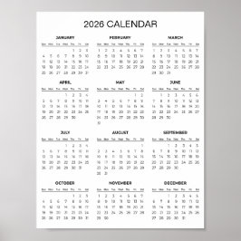 Enkel men elegant 2026-kalender |  poster