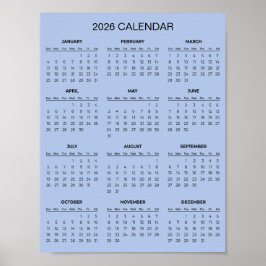 Enkel men elegant 2026-kalender |  poster