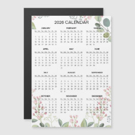 Enkel men elegant blomsterkalender 2026 | Magnet