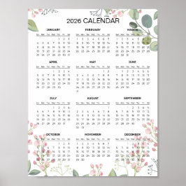 Enkel men elegant blomsterkalender 2026 | poster