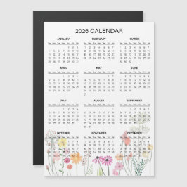 Enkel men elegant blomsterkalender för 2026 | Magn