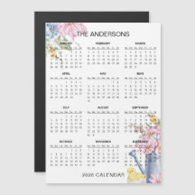 Enkel men elegant blomsterkalender för 2026 | Magn